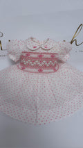 Girls Smocked Dress - Hot Pink Swiss Dott