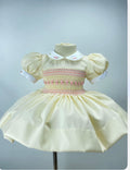 Cream with Pink Smocked Dress
